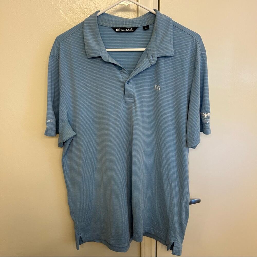 Travis Mathew Blue Striped Golf Polo Size L
